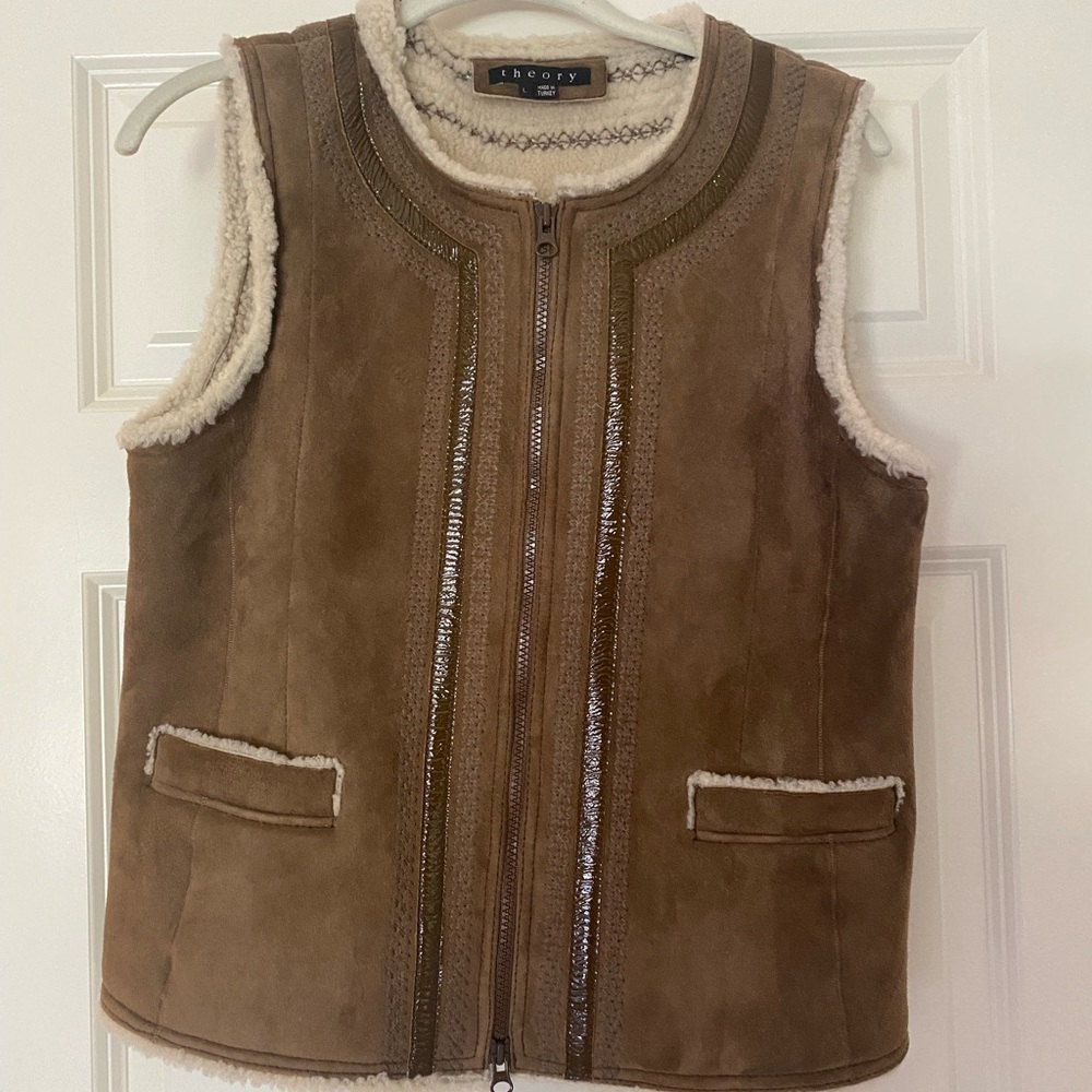 NWT Theory Brown Danick Shearling and Suede Vest